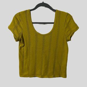 Madewell short-sleeve top, scoop neck, chartreuse, size small